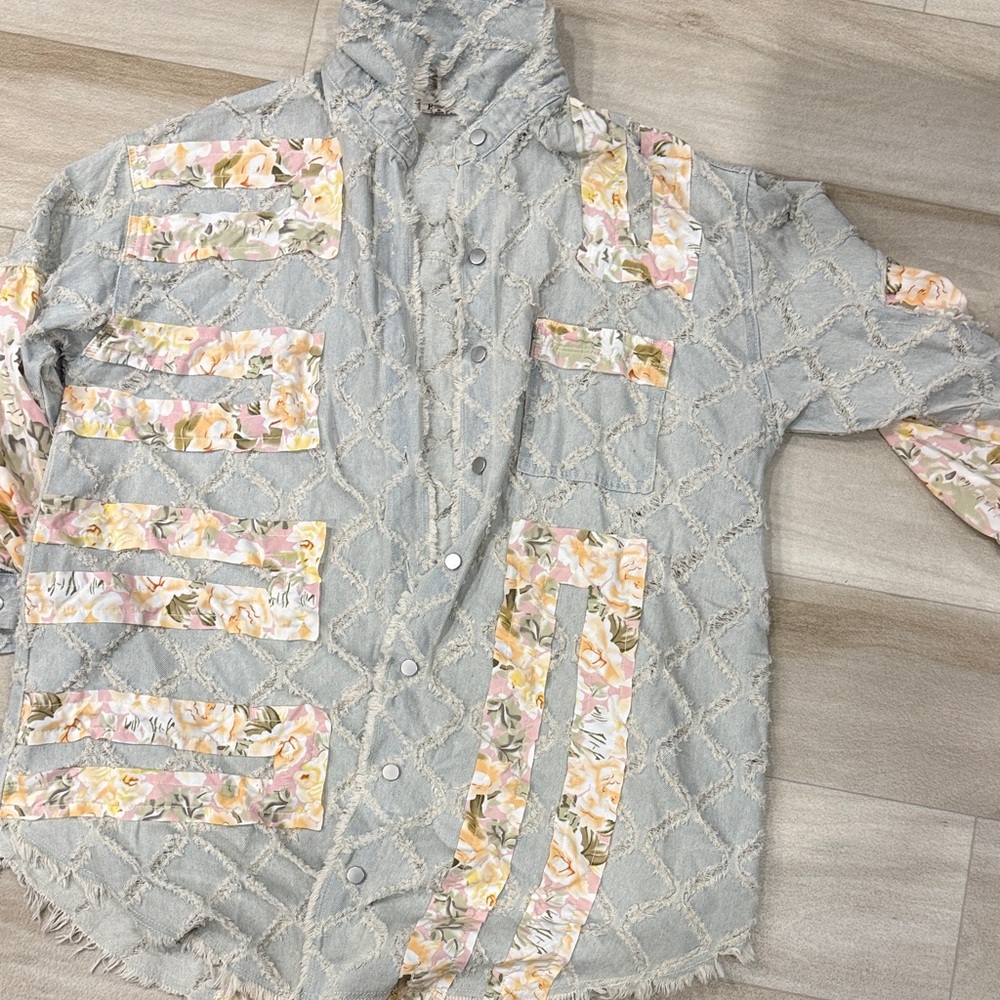 POL Quilted Floral Jean Jacket